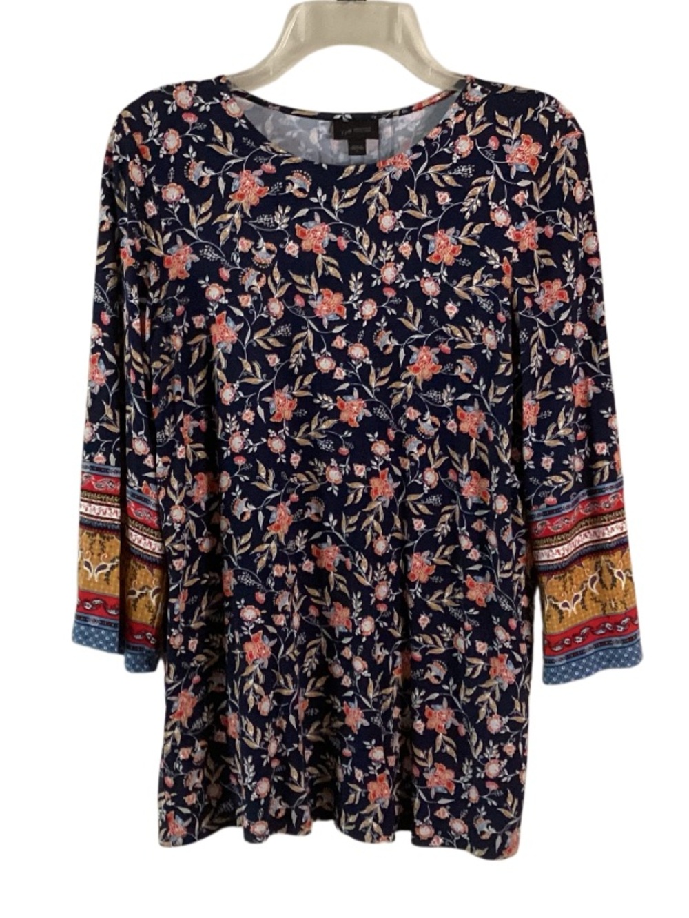 J. Jill Wearever Floral Navy Boho Jersey Tunic Small